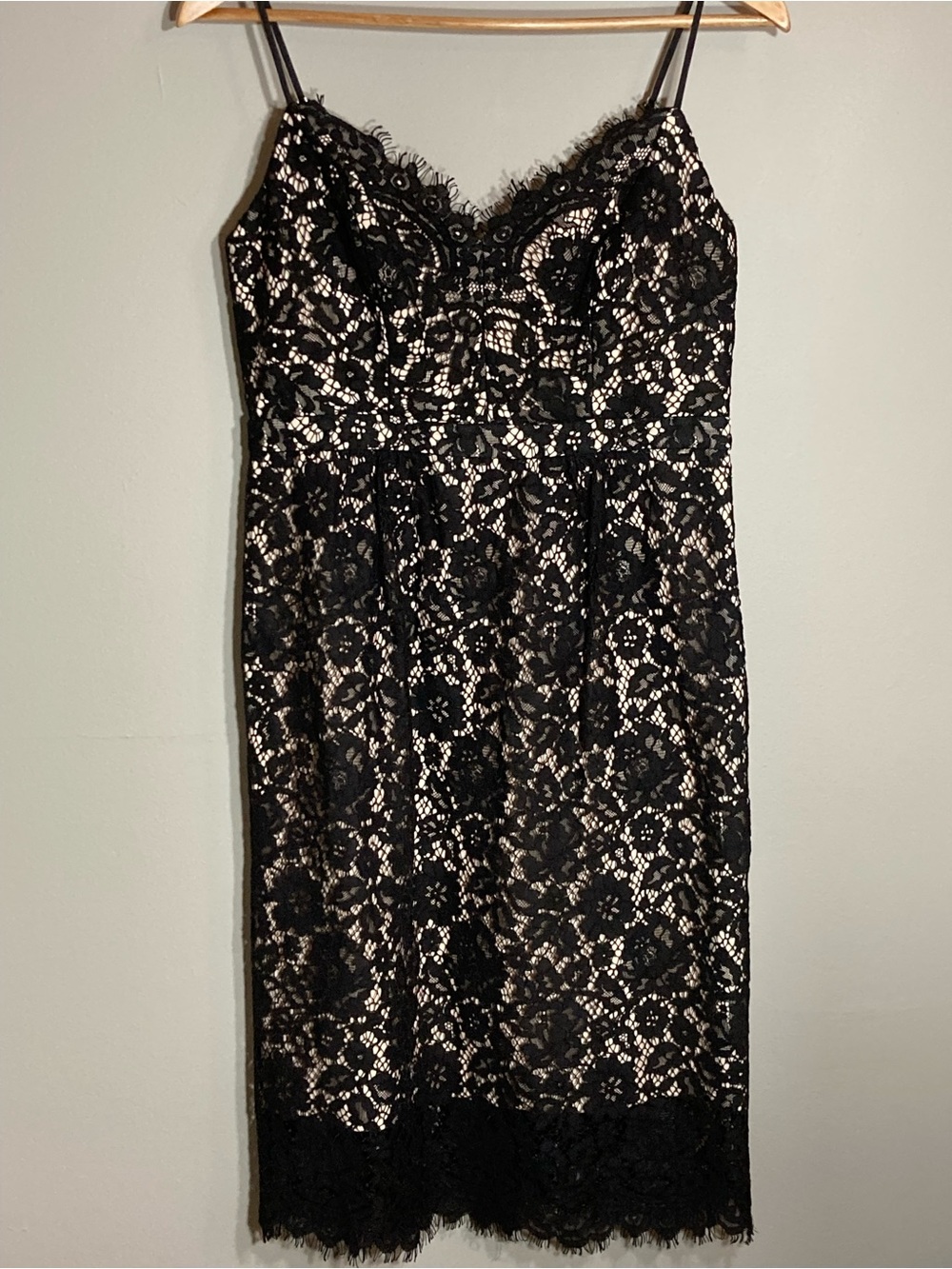 J.Crew Black Guipure Lace Spaghetti Strap Midi Dress